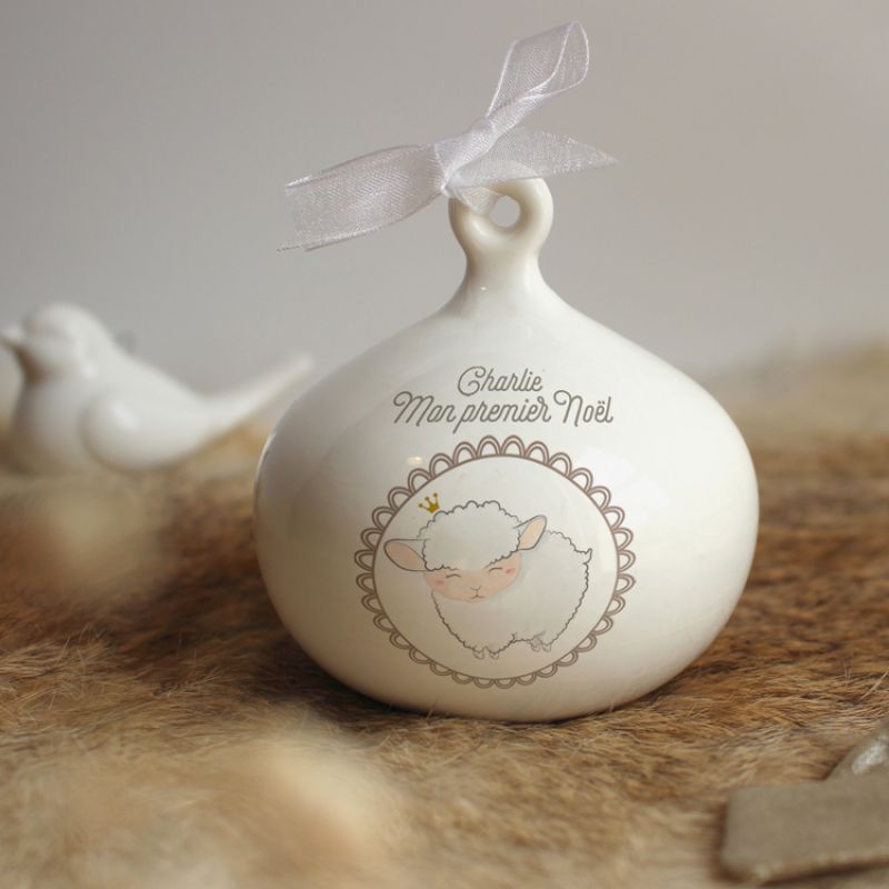 Boule de Noël en porcelaine Mouton (personnalisable) Gaëlle Duval