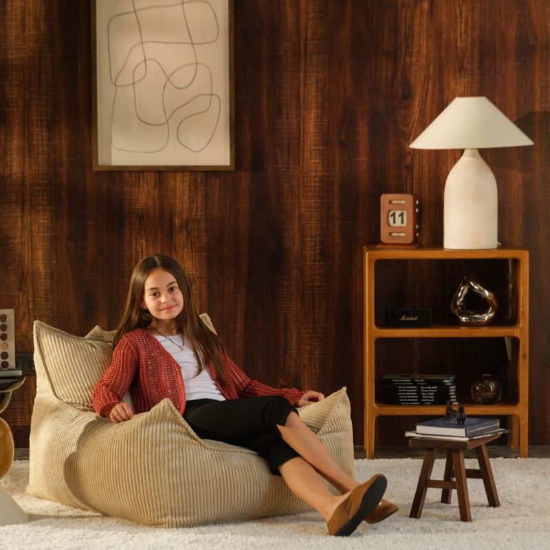 Fauteuil Club Teen Brown Sugar velours côtelé Wigiwama Ambiance 4
