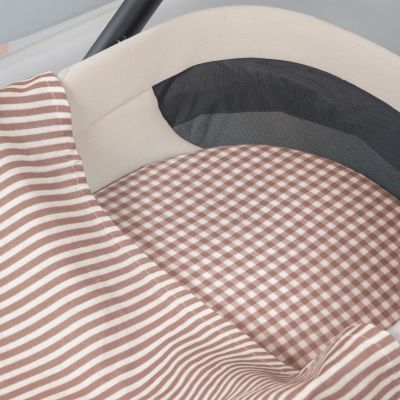 Drap housse pour nacelle Vichy et Lange Praliné Rayures Moka
