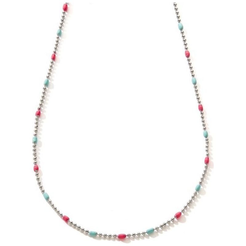 Collier ovale laqué Turquoise-Fushia (argent 925) Baby bijoux Produit 1