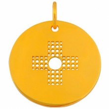 Médaille Signes Croix percée 16 mm (or jaune 750°)  par Maison La Couronne