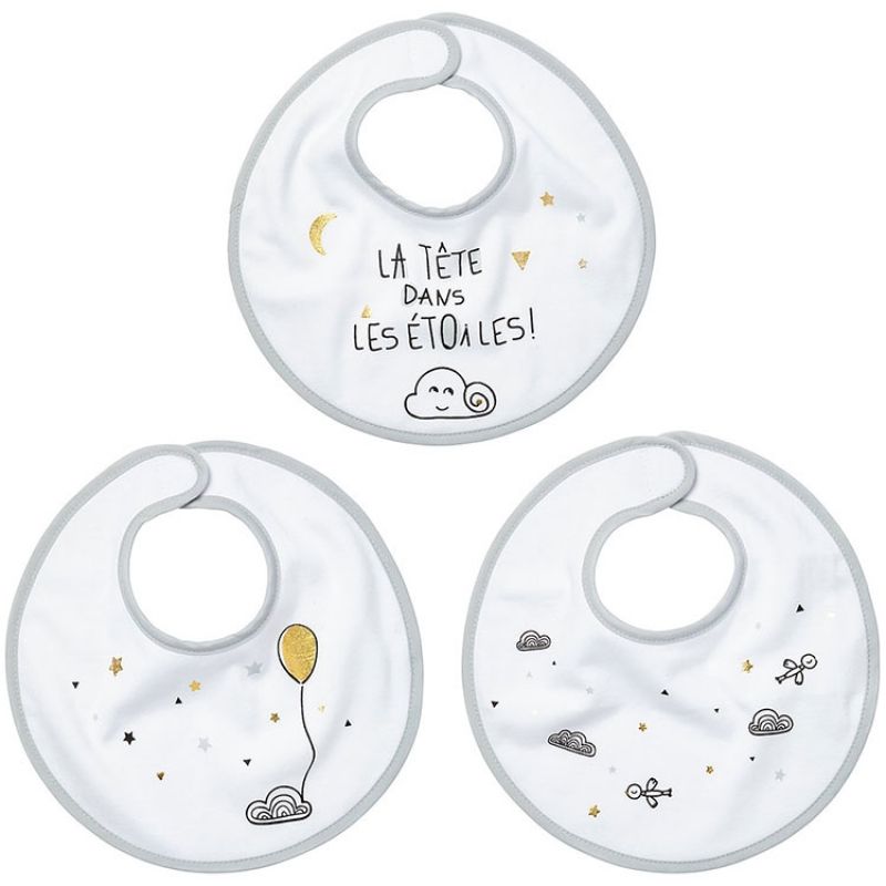 Lot de 3 bavoirs à velcro Etoile filante Little Band