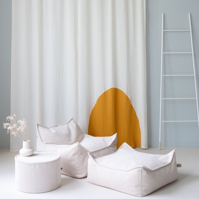 Fauteuil pouf et repose-pieds Marshmallow velours côtelé Wigiwama Ambiance 5