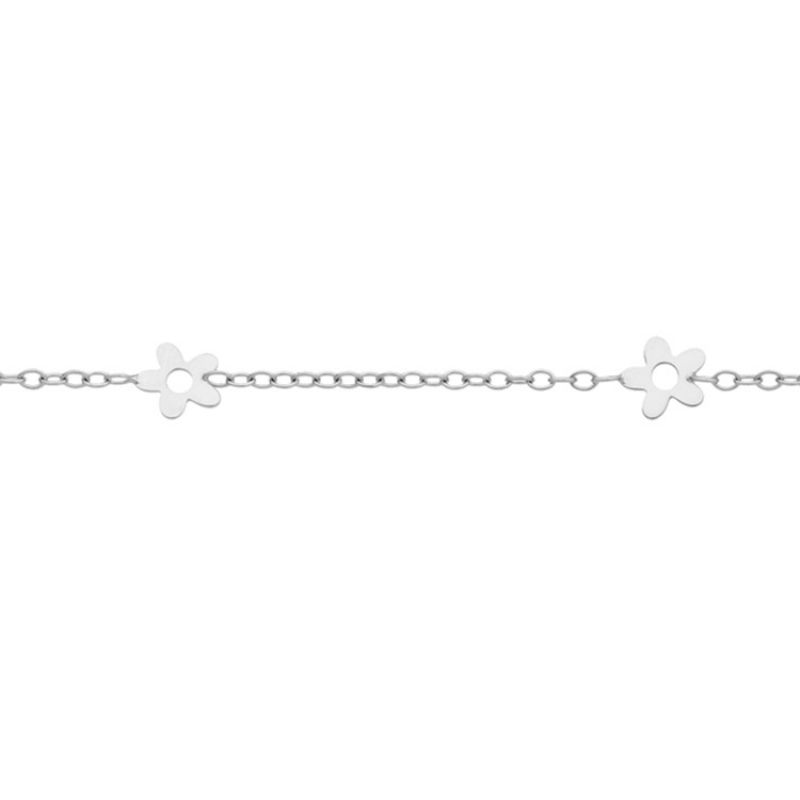 Bracelet bébé 3 fleurs (or blanc 375°) Berceau magique bijoux