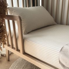 Drap housse percale de coton Rayé Lin (70 x 140 cm)