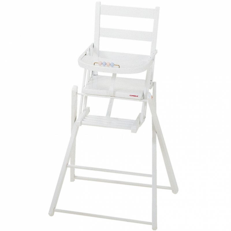 Chaise haute pliante Sarah en bois massif laqué blanc Combelle
