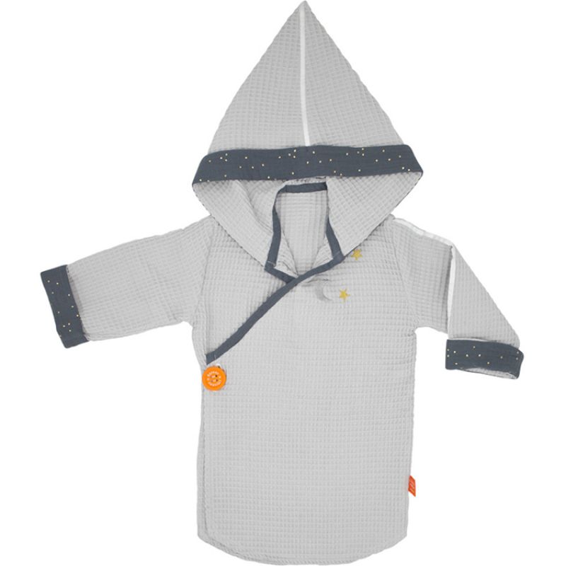 Peignoir kimono en nid d'abeille Gris personnalisable (2-4 ans) L'oiseau bateau