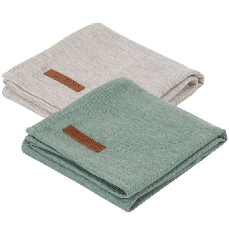 Lot de 2 langes Pure mint et grey (70 x 70 cm) Little Dutch