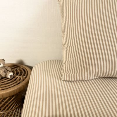 Drap housse en percale de coton Rayé Ambre (80 x 160 cm)