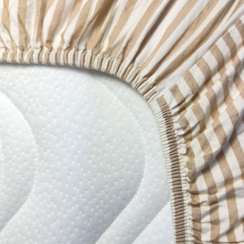 Drap housse en percale de coton Rayé Ambre (80 x 160 cm) Kadolis Produit 3