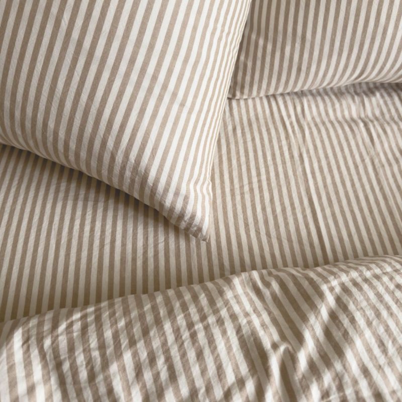 Drap housse en percale de coton Rayé Ambre (80 x 160 cm) Kadolis Ambiance 4