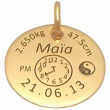 Médaille signe Yin et Yang (or jaune 375°)  par Alomi