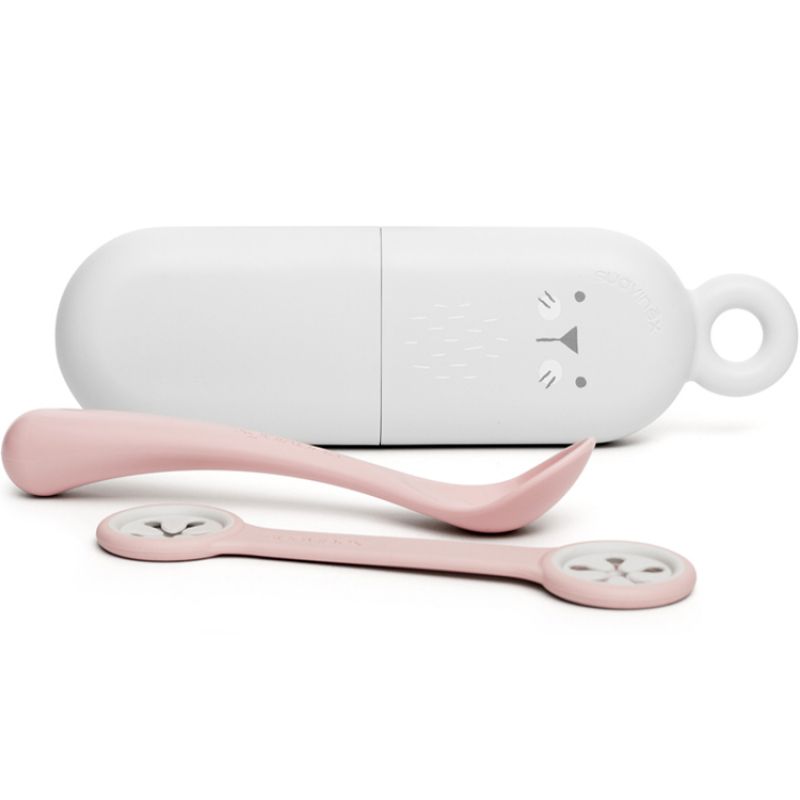 Set cuillère et attache-serviette On Te Go Hygge Baby rose Suavinex