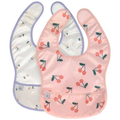 Lot de 2 bavoirs avec poche Happy Fruits Cerise