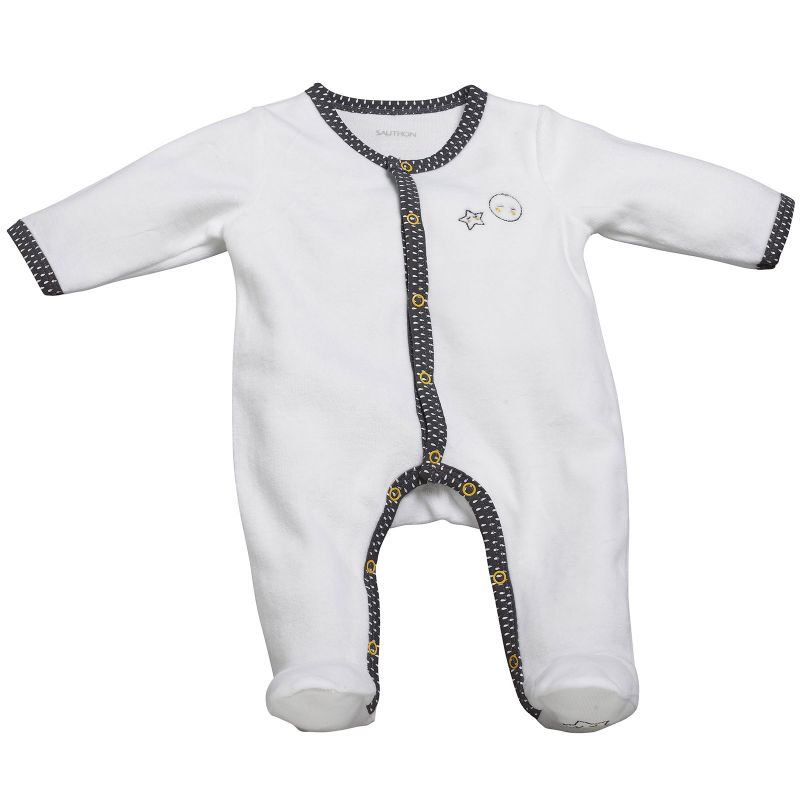 Pyjama chaud Babyfan blanc et gris (3 mois) Sauthon