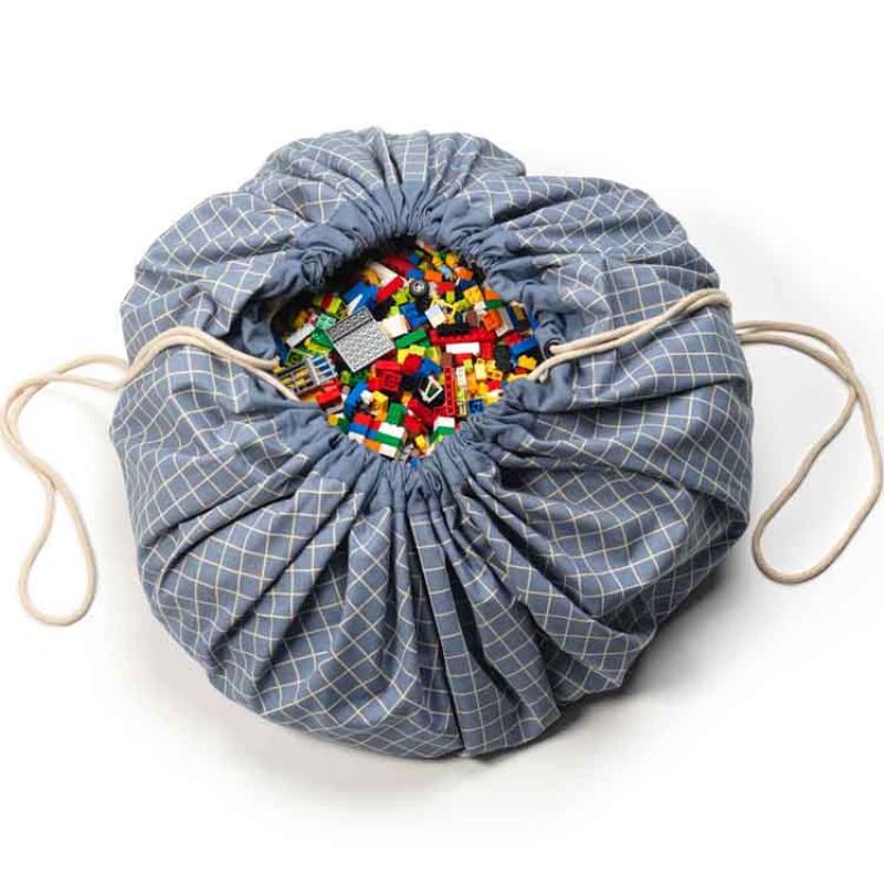Sac à jouets 2 en 1 Noomad Original Organic Grid Blue Play&Go Produit 1