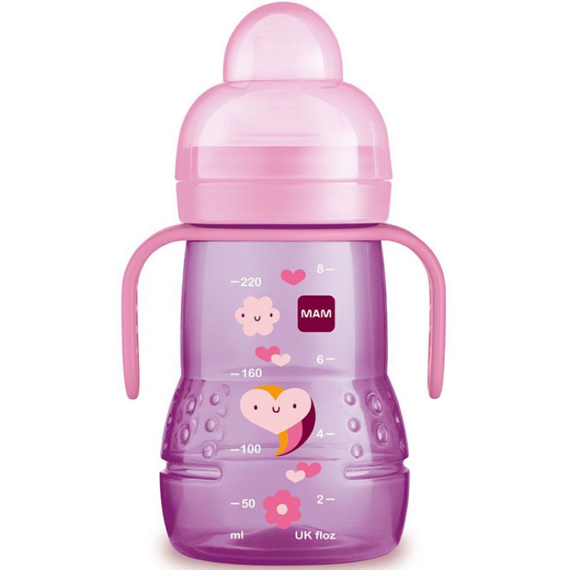 Biberon de transition Space Love rose - débit 3 rapide (220 ml) MAM