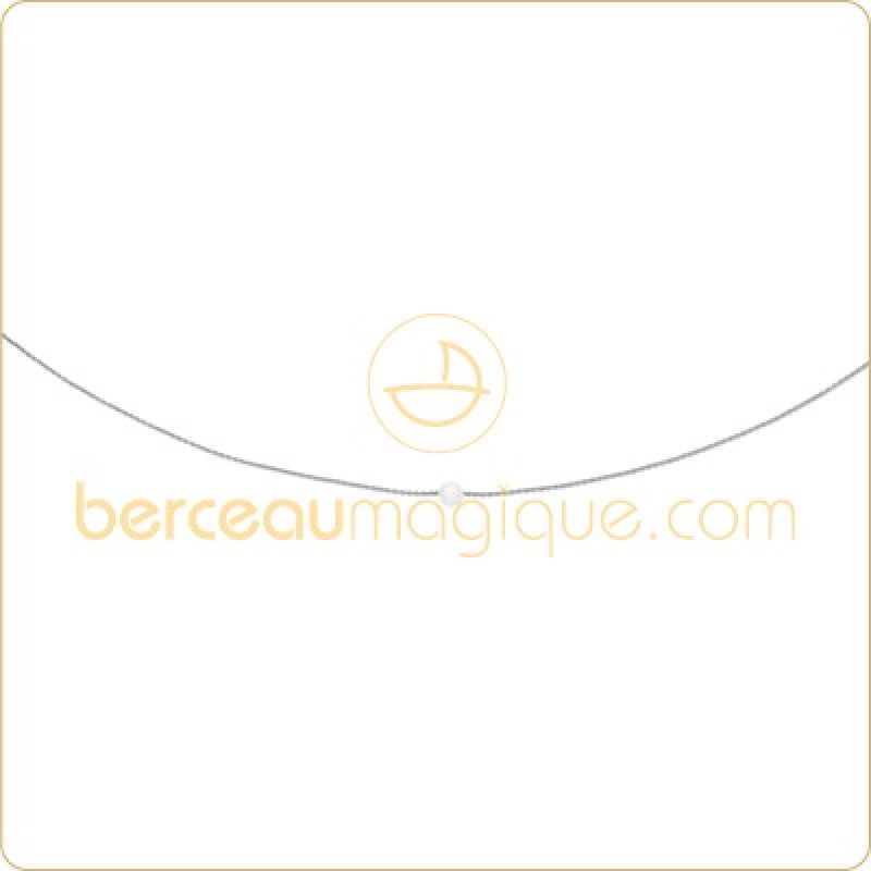 Collier ma première perle (or blanc)  Berceau magique bijoux