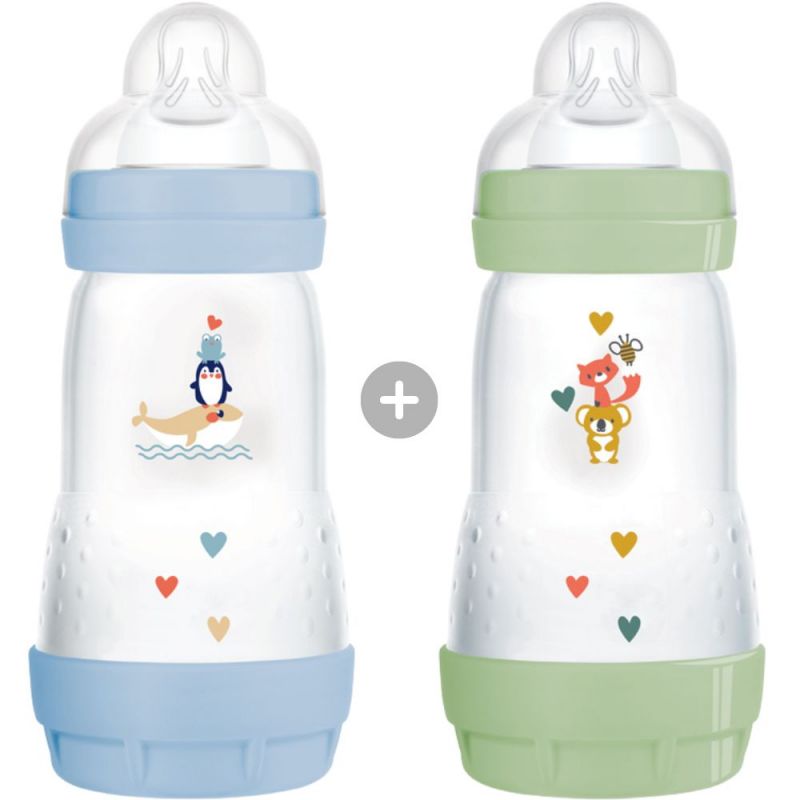 Lot de 2 biberons anti-colique débit 2 moyen (260 ml) MAM