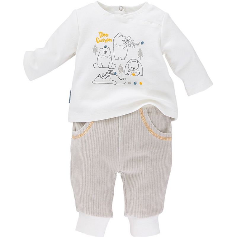 Ensemble tee-shirt à manches longues et pantalon Tendre Hiver taupe (3 mois : 60 cm) Sucre d'orge