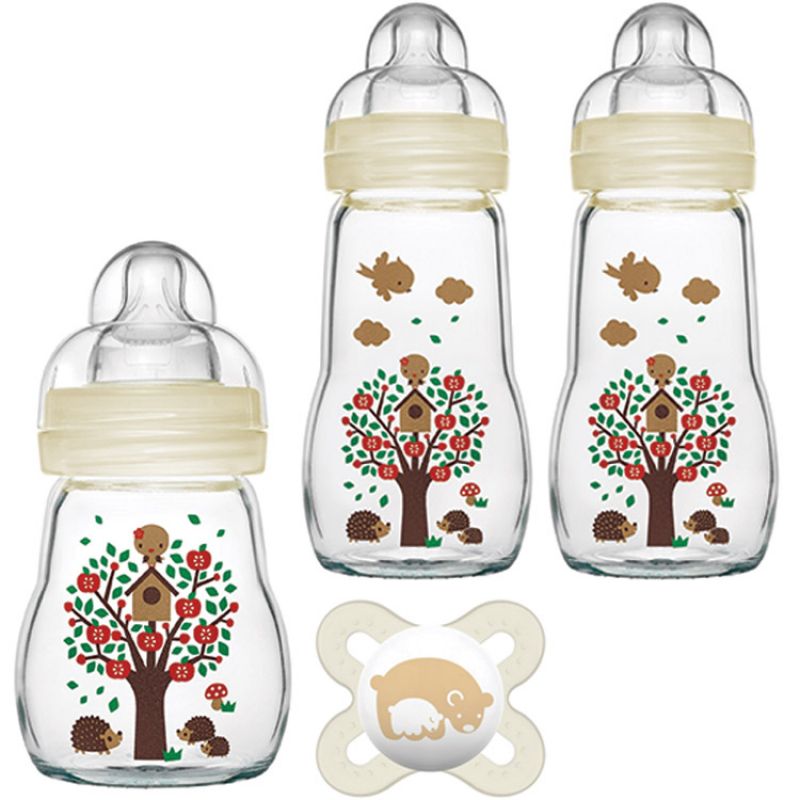 Coffret de naissance biberons verre et sucette ours MAM