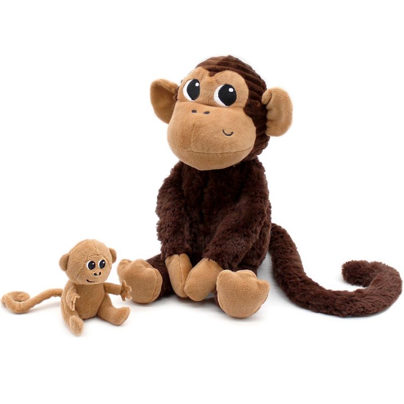 Peluche Zazou le singe maman et bébé Chocolat (26 cm) Les Déglingos Produit 2