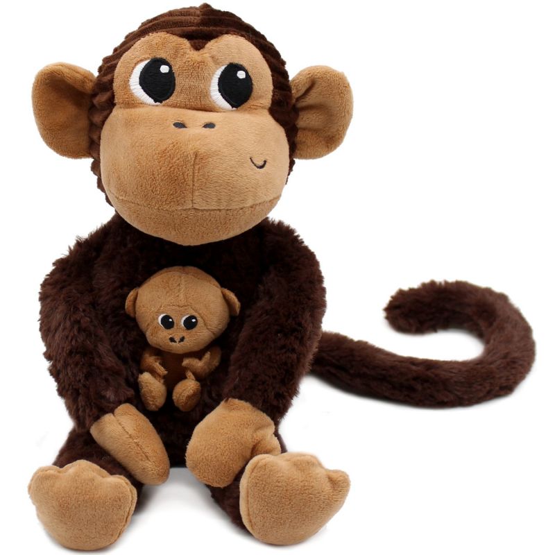 Peluche Zazou le singe maman et bébé Chocolat (26 cm) Les Déglingos Produit 6