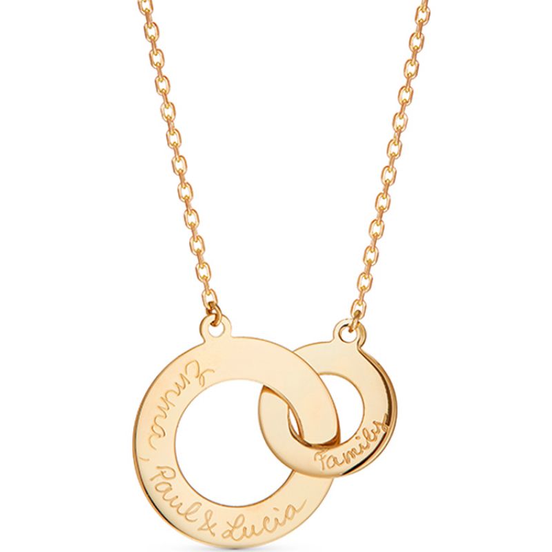 Collier Anneaux entrelacés personnalisable (plaqué or) Merci Maman