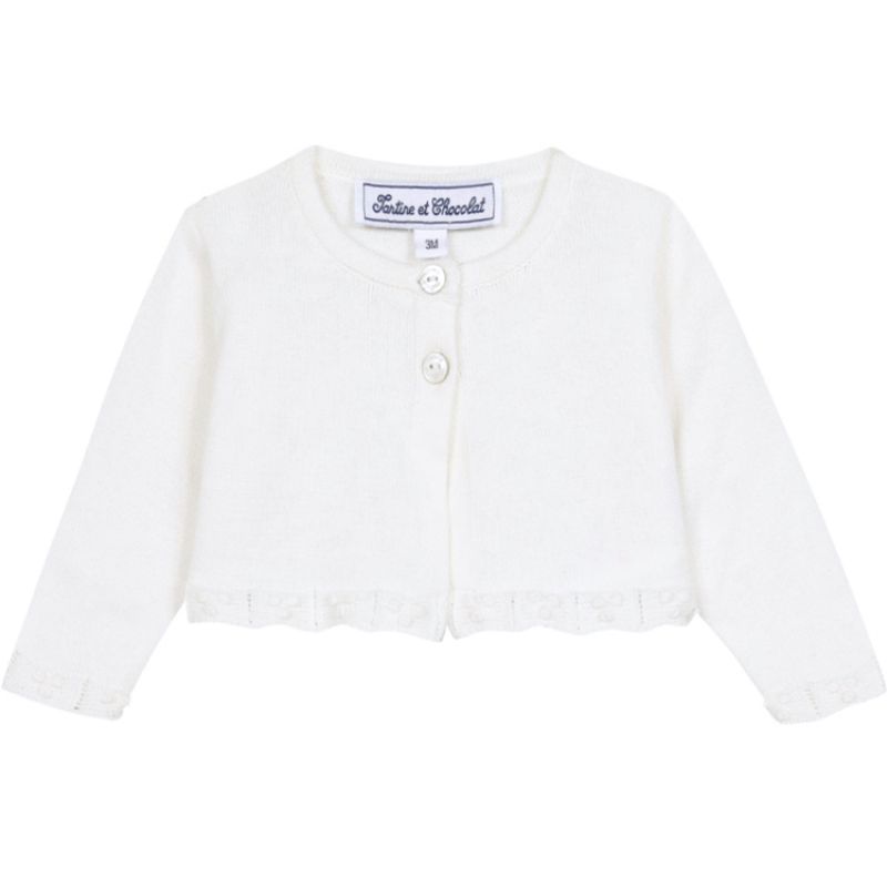 Cardigan de cérémonie blanc brodé (6 mois) Tartine et Chocolat