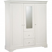 Armoire 3 portes et 2 tiroirs avec miroir Elodie Gris  par Sauthon Signature