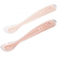 Lot de 2 cuillères silicone 1er âge Duo Barbe à papa Guimauve - Béaba