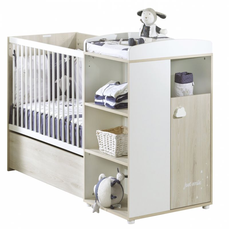 Lit bébé combiné évolutif Smile hêtre cendré (60 x 120 cm) Baby Price