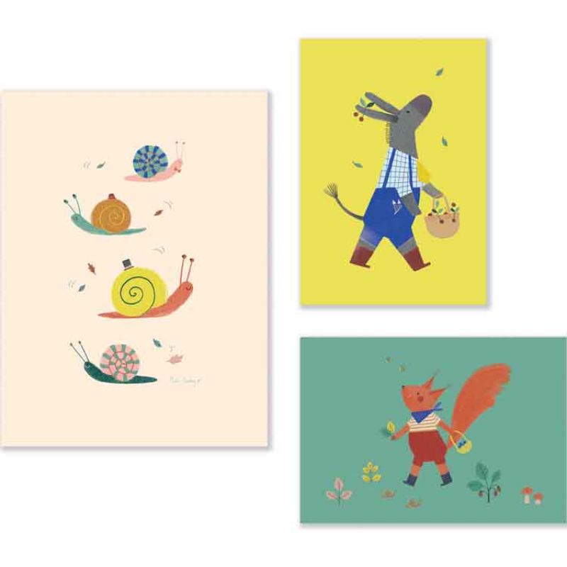 Set de 3 affiches Pomme des bois Moulin Roty