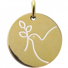 Médaille Espérance colombe rameau 16 mm (or jaune 750°)  par Martineau