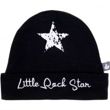 Bonnet de naissance coton doublé Little Rock Star noir  par BB & Co
