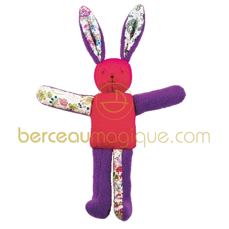 Lapin hochet bicolore rose - violet (20 cm) Trousselier