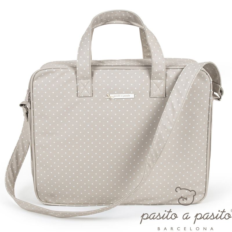 Valisette de maternité Atelier beige à pois blanc Pasito a pasito