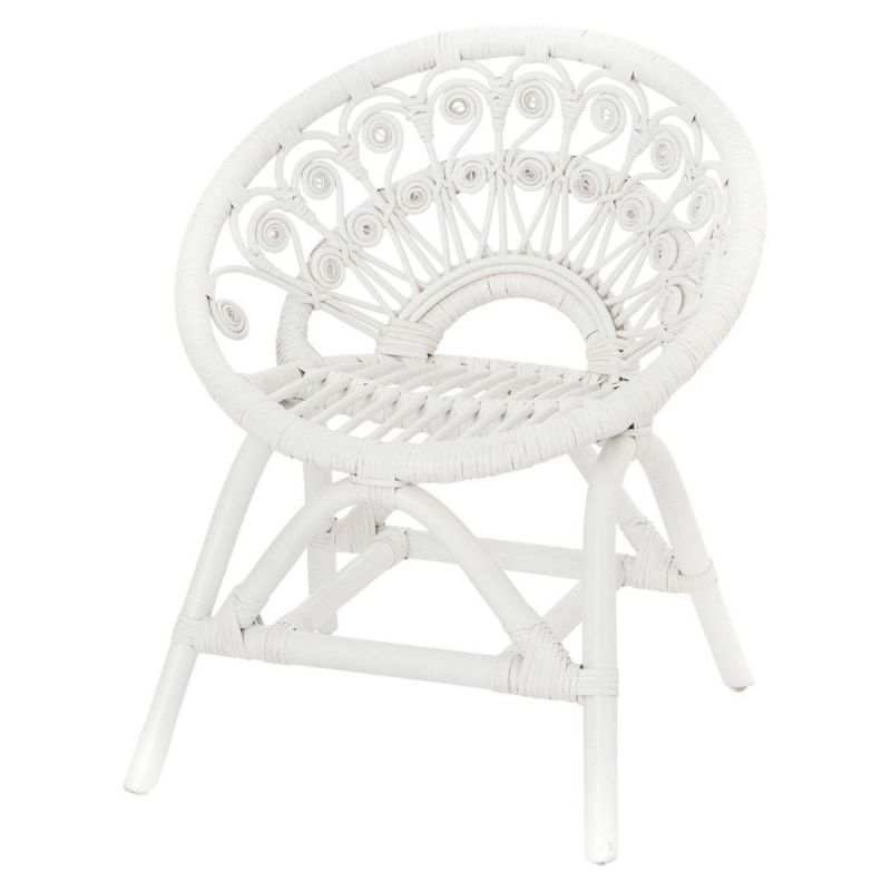 Fauteuil en rotin pour enfant Paon blanc Amadeus Les Petits