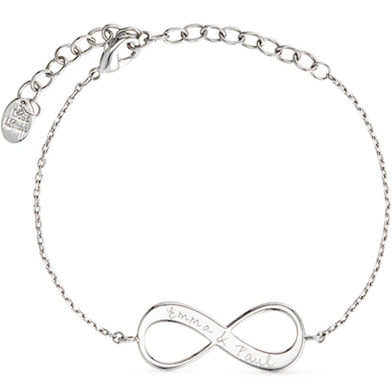 Bracelet Infinity sur chaîne personnalisable (argent 925°) Merci Maman