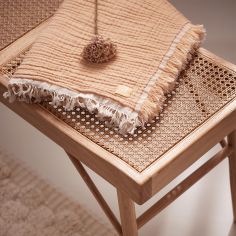 Couverture en coton Fringe Moonstone-Ivory (75 x 100 cm)