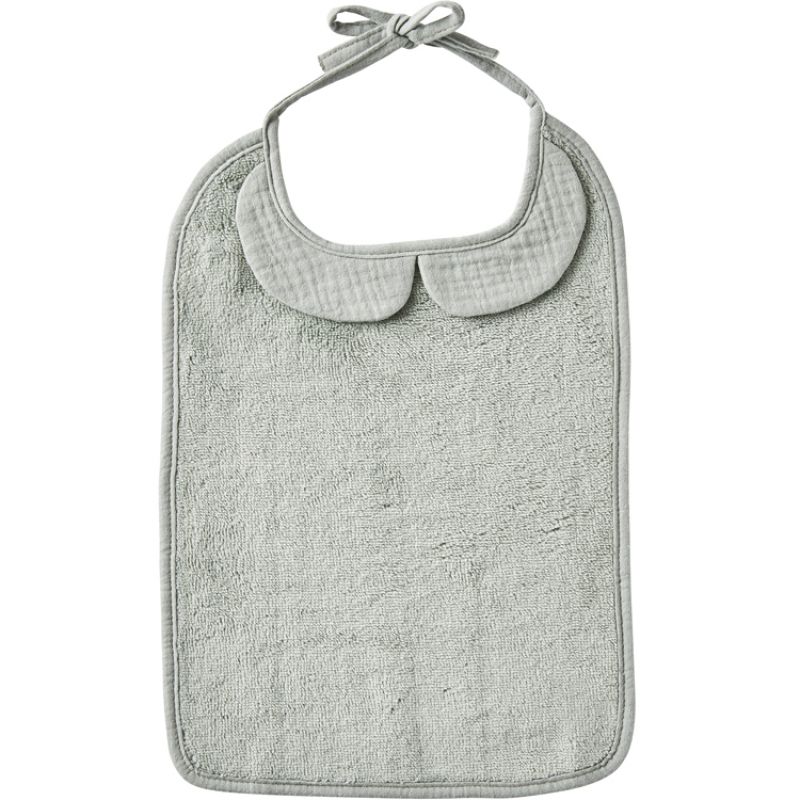 Grand bavoir Soft bambou et gaze de coton vert de gris BB & Co Produit 1 grande taille