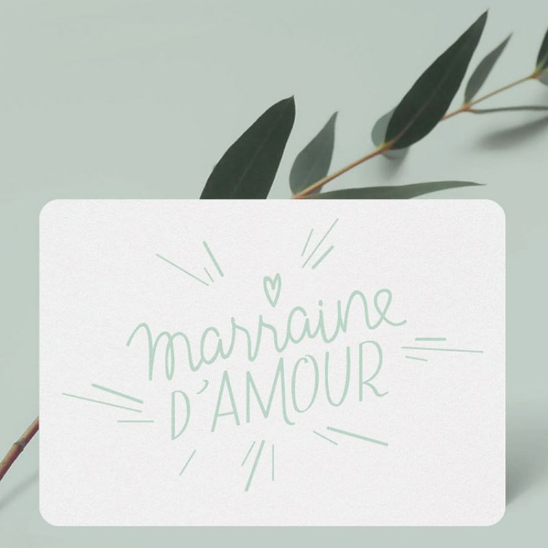 Petite carte Marraine d'Amour Catho Rétro