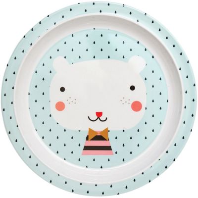 Assiette plate en mélamine Ours bleu Petit Monkey