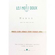 Bracelet message en morse Maman rose pâle (perles en pâte de verre)  par Les Mots Doux