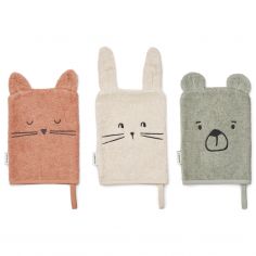 Lot de 3 gants de toilette Sylvester Dove Blue Mix - Liewood