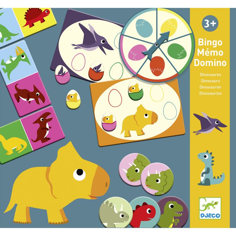 Mallette de jeux Bingo Mémo Domino Dinosaures Djeco