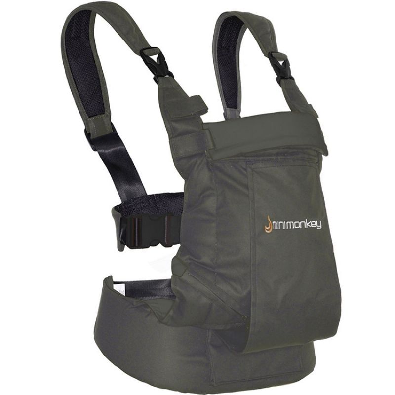 Porte bébé ventral et dorsal Dynamic en coton gris Minimonkey