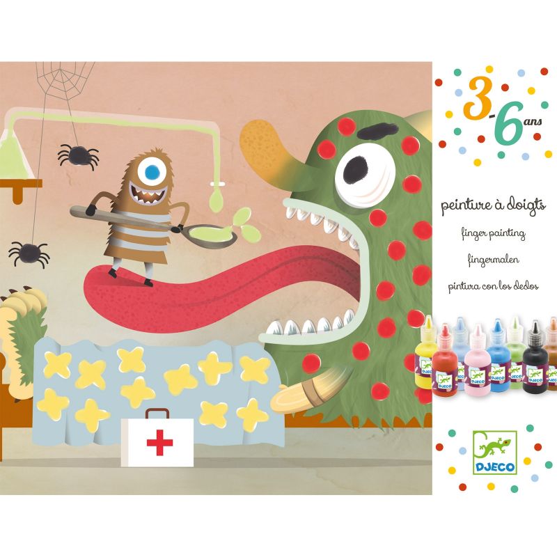 Jeu de peinture à doigts Décorer les affreux Djeco