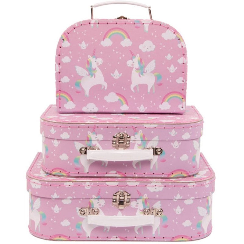 Set de 3 valisettes Betty la licorne arc-en-ciel sass & belle