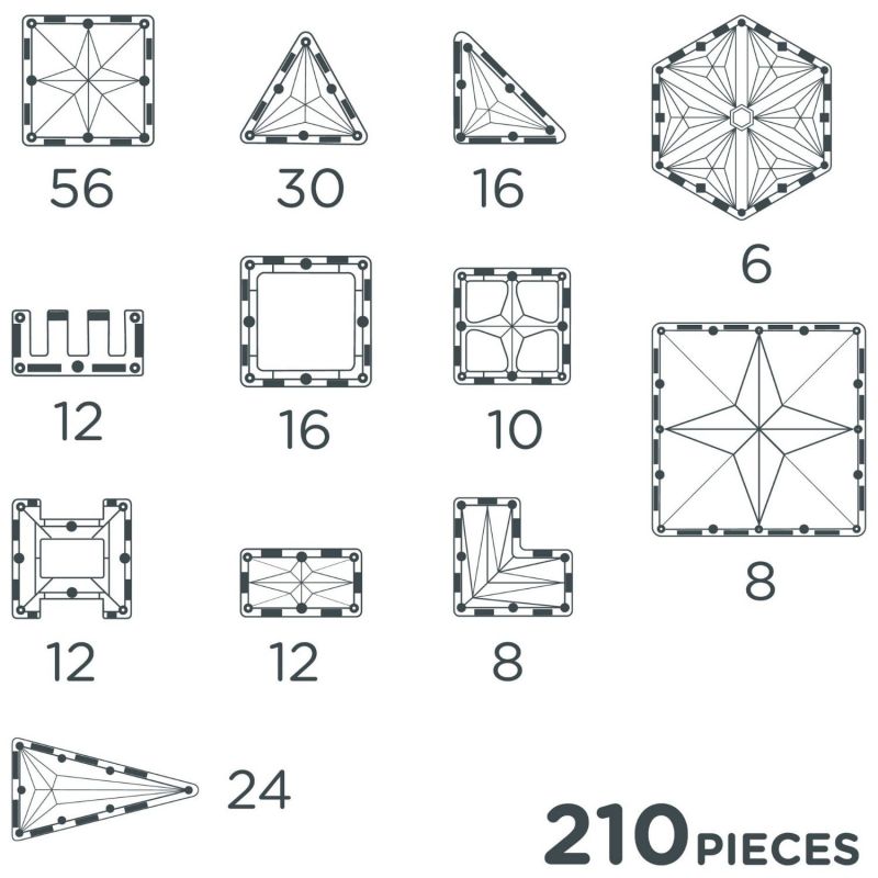Mega kit de construction magnétique Creative Pastel (210 pièces) Cleverclixx Produit 9